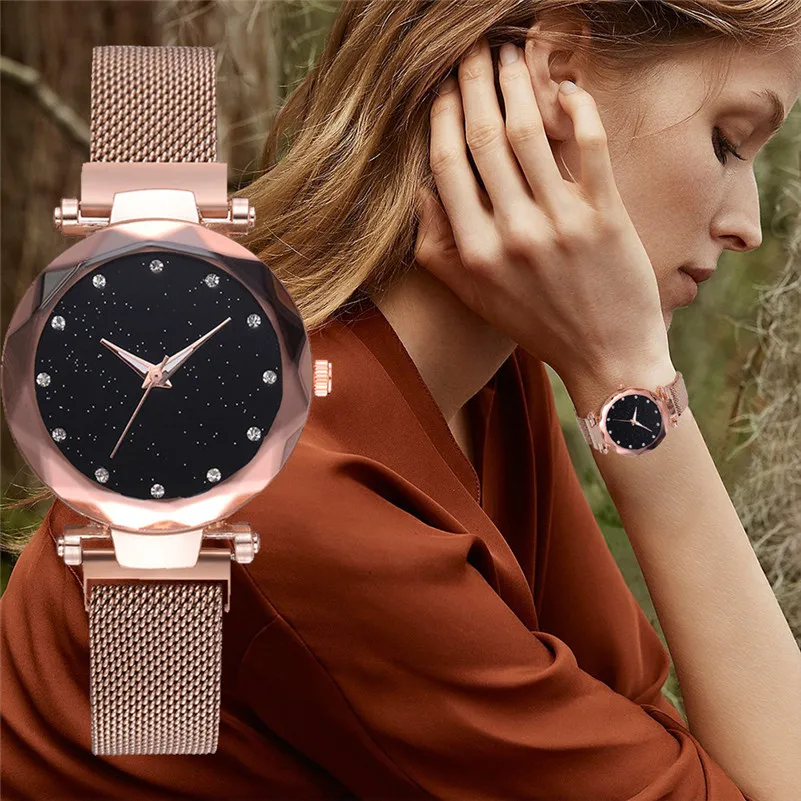 

Fashion Casual Quartz Mesh Belt Watch Analog Wrist Watch Rose Gold Girls Gold ladies Hot Sale Flowers Dress Luxury Simple A40
