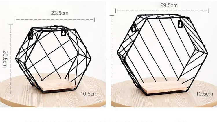 Скандинавские настенные украшения, полка для хранения, металлическая железная полка для хранения мелочей, шестигранная железная художественная сетка, Подвесной Настенный декор, держатель для цветов