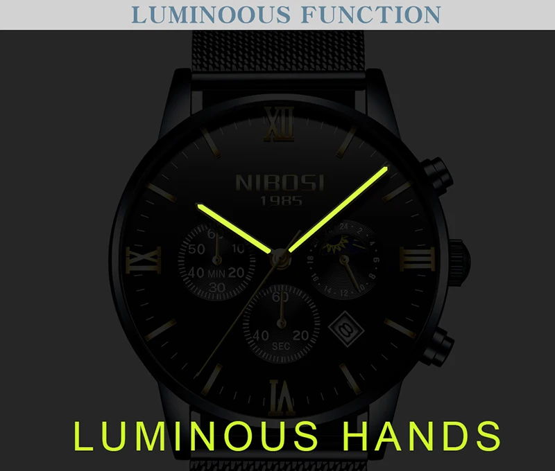 Uhren Herren NIBOSI Gold And Black Men's Quartz Watch Business Watch Brand Luxury Dress Analog Wristwatch Waterproof Full Steel (3)
