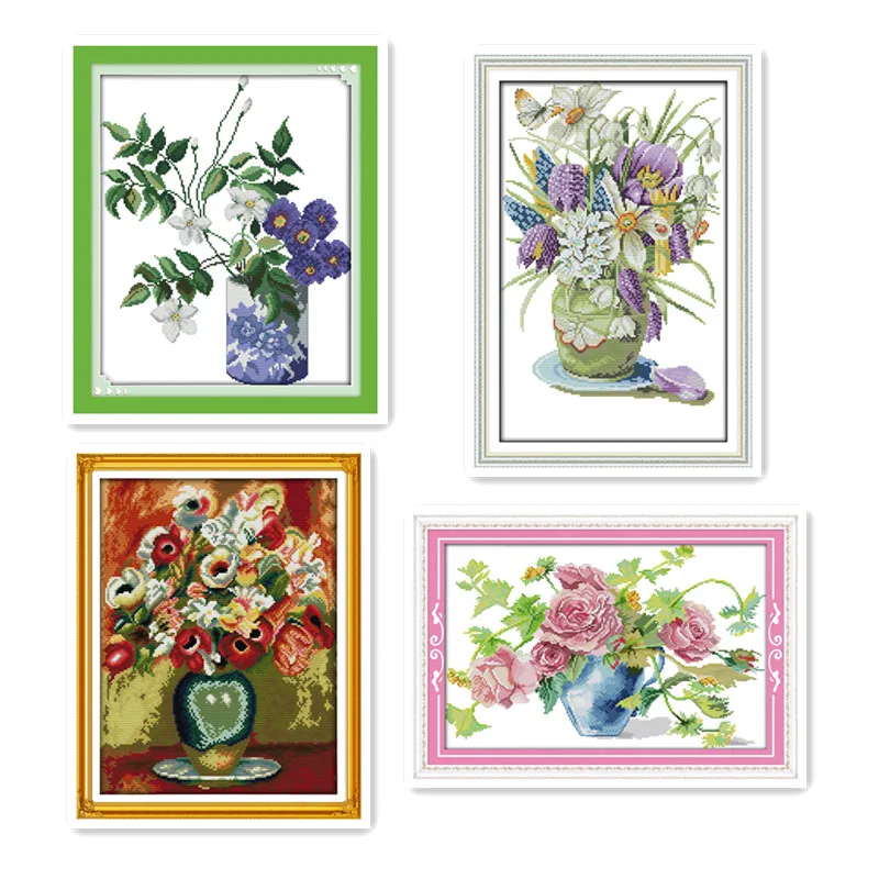 

Beautiful vase 11ct 14ct Count Grid Embroidered Cross-stitch Kit Manual Embroidery Needlework Beautiful Vase Decorative painting