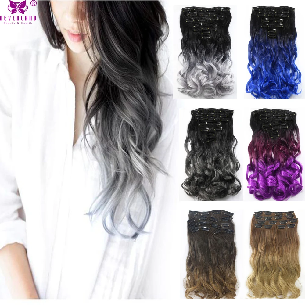 7pcs wavy curly clip in extension silver grey 9 color 20 quot 50cm 16clips de cheveux ombre 7pcs wavy curly clip in extension silver grey 9 color 20 quot 50cm 16clips de cheveux ombre