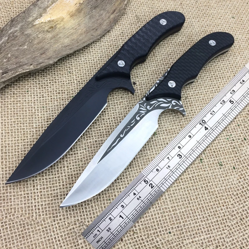 2 Options Tactical Hunting Fixed Blade Knife,5Cr13Wov G10 Handle Camping Multi Knives,Outdoor