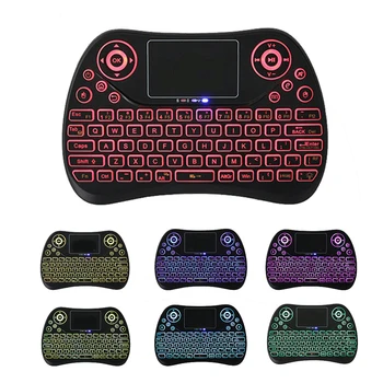 

7 Color Backlit Mini Wireless Keyboard 2.4G Rechargeable Fly Air Mouse Touchpad Remote Control Keyboard for Android TV Box