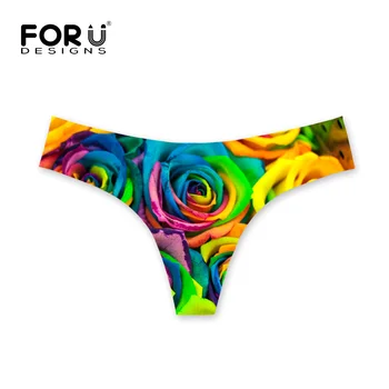 

FORUDESIGNS 2018 Hot Women Intimates Invisible Floral Rose Printing Sexy Underwear Panties Thong Gas Seamless Crotch G Stings