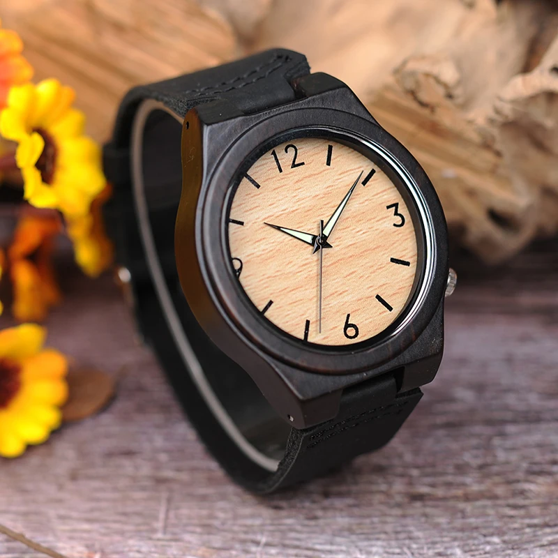 BOBO BIRD Wooden Men Watch Bamboo Quartz reloj hombre Wristwatches Male with Luminous in Gift Box