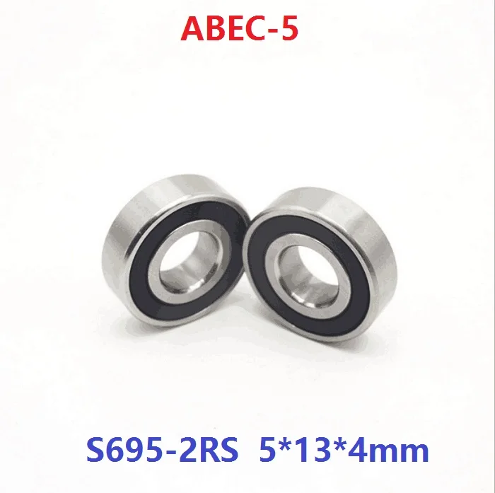 

50pcs ABEC-5 S695RS S695-2RS Stainless Steel Bearing 5*13*4mm rubber sealed deep groove ball bearings 5x13x4 695 695RS 695-2RS