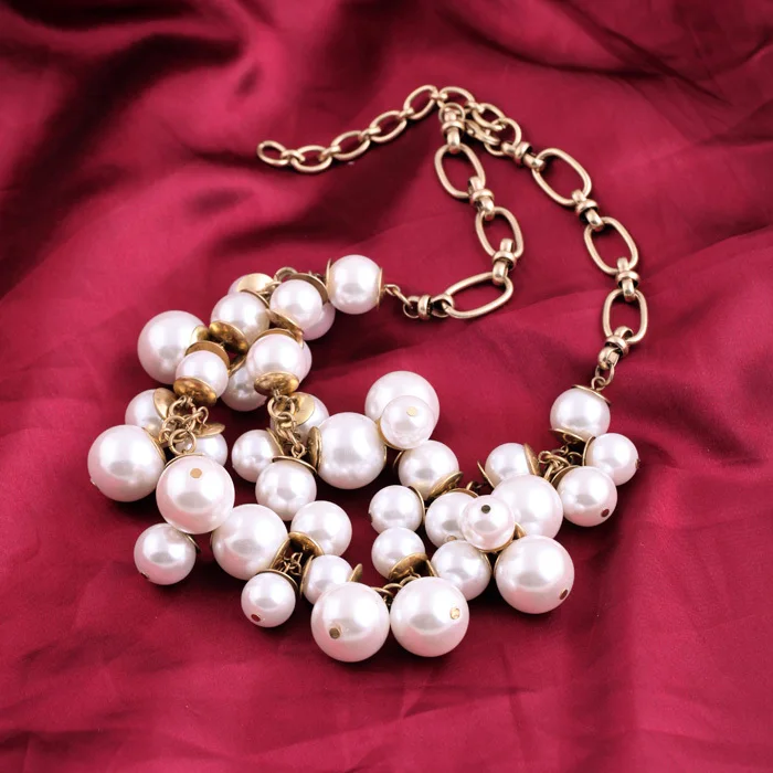 Bulk Price Layered Simulated Pearl Fantasy Necklace Made For Bridemaid