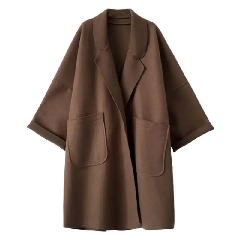 Женское шерстяное длинное пальто большого размера, Женское шерстяное пальто высокого качества, зимняя куртка, кардиган, куртки, элегантная смесь