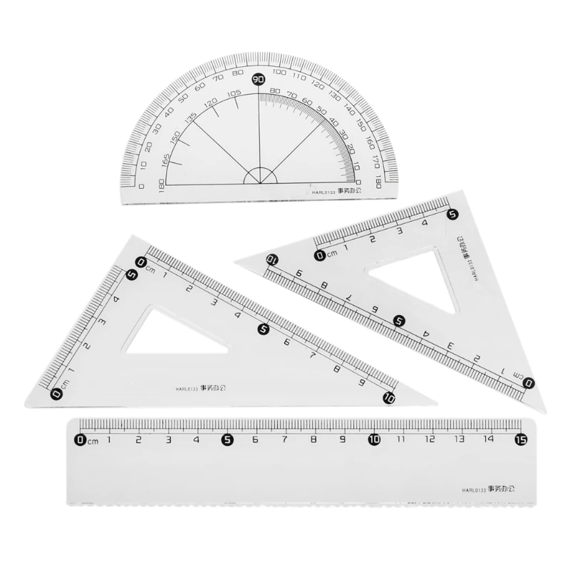 Набор школьной линейки для рисования, квадратная треугольная линейка транспортира