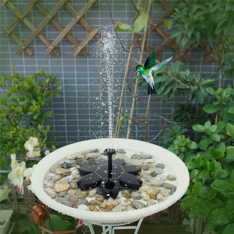 Seven-leaf shaped Solar Power Pump Bird Bath Fountain Water Floating Pond Garden Patio Decor Garden Patio Decoration #4P08 (4)