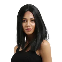 Новый бесклеевого упорная кружева женский, черный натуральный прямые волосы Полный парик 0720