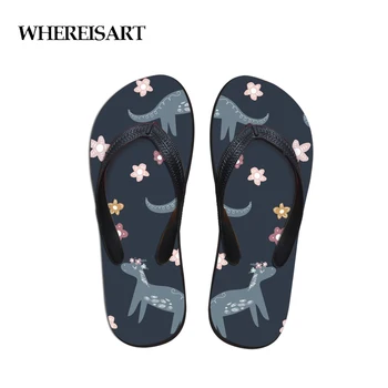 

WHEREISART Cute Flip Flops Women Animals Unicorn Sandals Fashion Flats Female Slipper Indoor Outdoor Flip-flops Tongs Femme