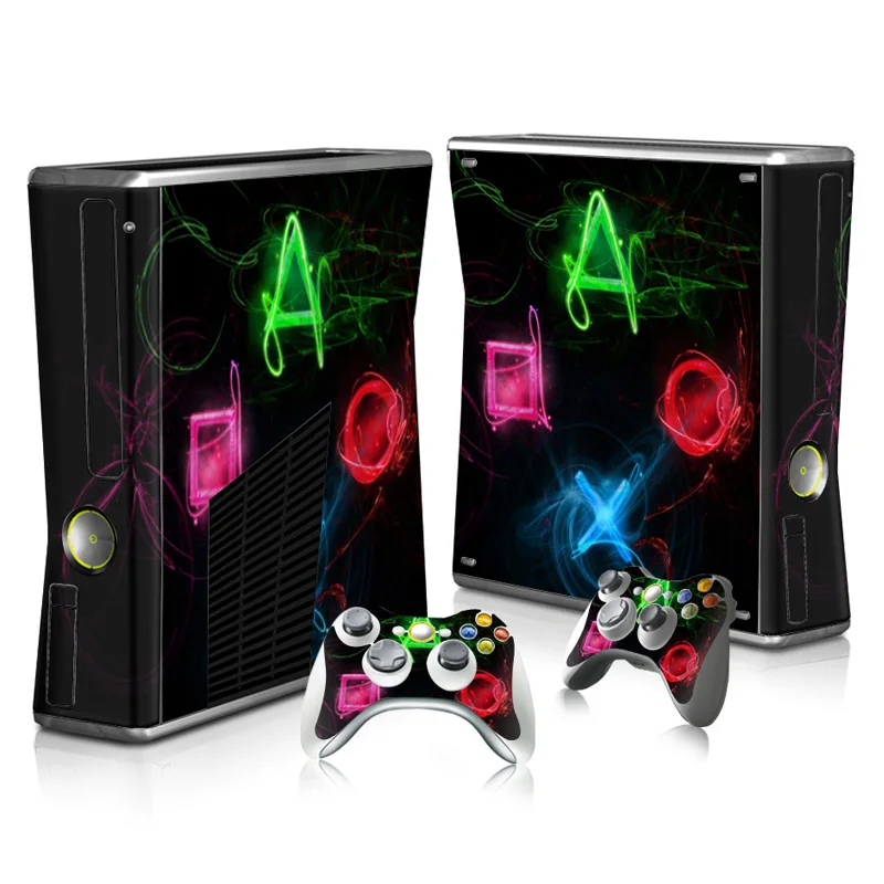 

New popular skin stickers Protective Decal Skin Stickers For Xbox 360 slim Console+ 2 Controllers