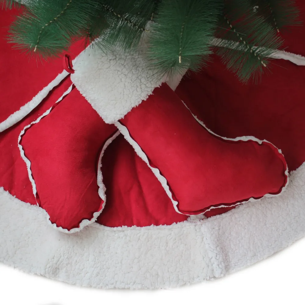 Комплект из 1 шт. очень большой 5" Пэчворк замша флис Рождественская елка юбка 2 шт. рождественские чулки