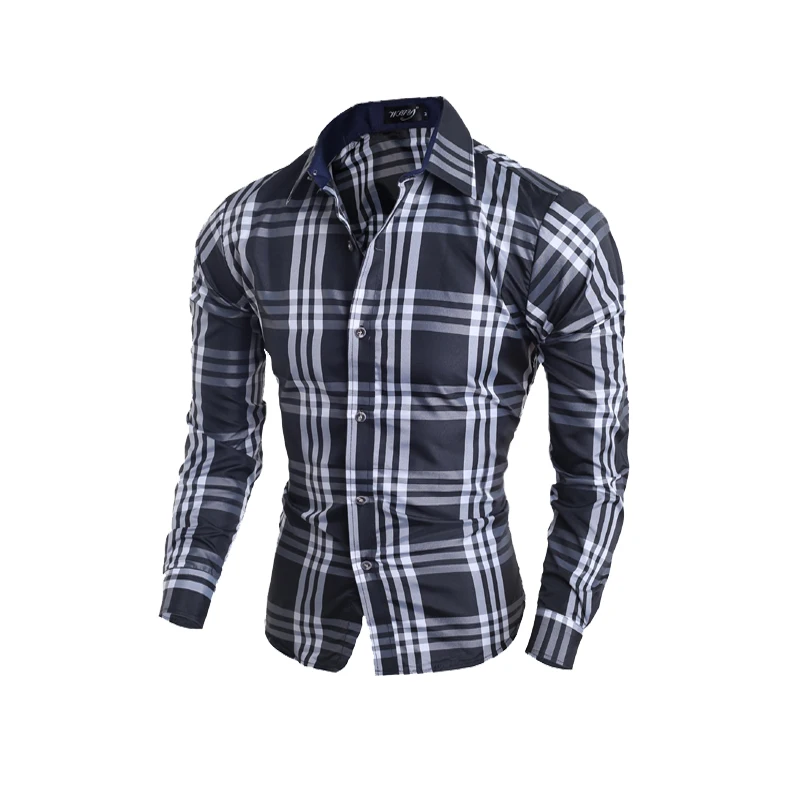 Clearance Fashion men brand shirt dress High quality long sleeved men's
