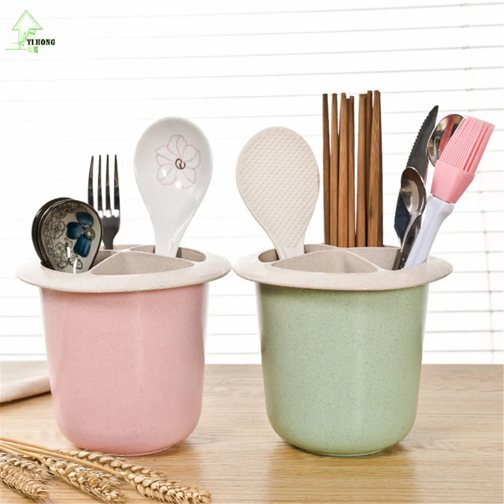 YI HONG Wheat straw chopstick multifunction Drain chopsticks holder