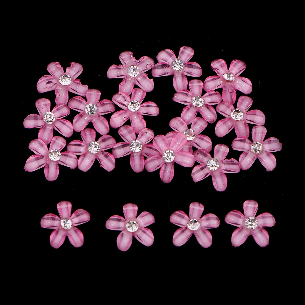 20Pc 9mm Resin Embellishments Rhinestone Flowers Flatback Buttons for Wedding Party Home Decoration DIY Sewing Crafts Bow Center
