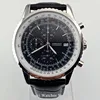 Corgeut Chronograph Mens Watch 46.5mm Black Dial Polished Silver Case Quartz Movement ► Photo 1/6