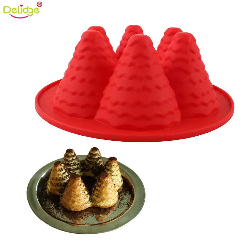 Delidge 1 pc 6 Hole Christmas Tree Cake Mould Silicone Creative Castle