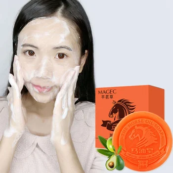 

Horse Oil Moisturizing Soap Cleanser Acne Remova Body Facial Care Oil-controlling Refreshing Whitening Hydrating 80g D1