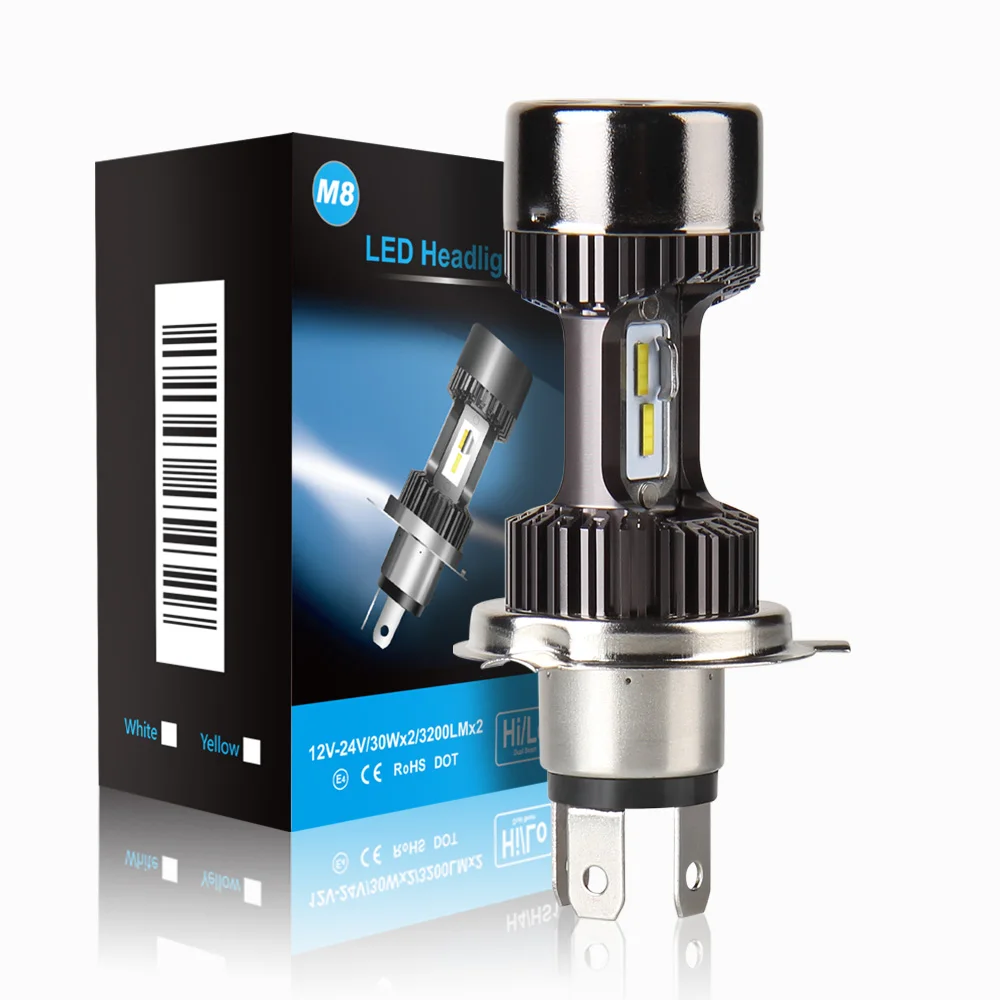 

Motorcycle 12v H4 Hi Lo beam Moto LED Headlight Fit Most Motorbike LED Lamps Conversion Kit Bulbs 30W 3200LM 6000K