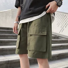 Летние мужские ретро однотонные повседневные спортивные штаны уличные тренды дикие хип хоп свободные модные большие карманные шорты пляжные