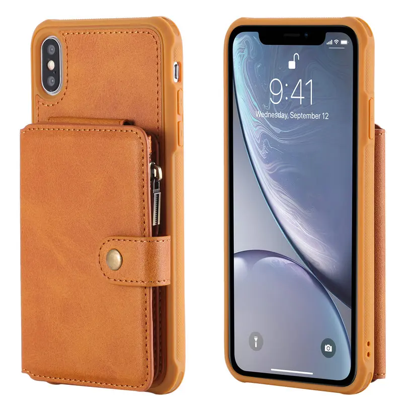 

Luxury Zipper Flip Case for Apple iPhone XS Max Case Coque iPhone XR Case Leather Etui for 8Plus iPhone X S 8 7 6 6S Plus Cover