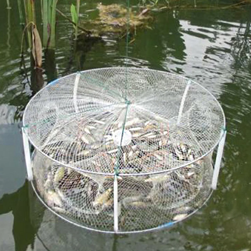 

5 hole 33 * 12cm portable folding round fishing shrimp fishing net fishing gear polyester fish shrimp squid crab bait mesh trap