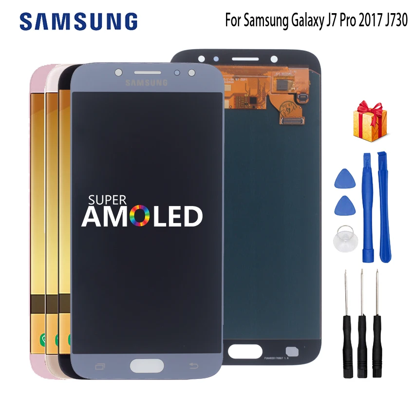 Цена AMOLED для SAMSUNG Galaxy J7 Pro font b lcd b font J7 2017 J730 J730F ЖК дисплей дигитайзер сборка запасные части