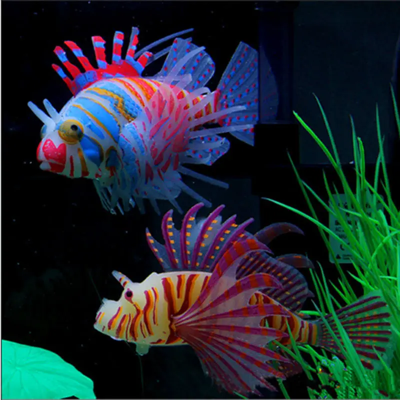 Светящиеся в темноте искусственные аквариумные львицы орнамент аквариум Медузы Декор светящаяся имитация цветных львиных рыб год De