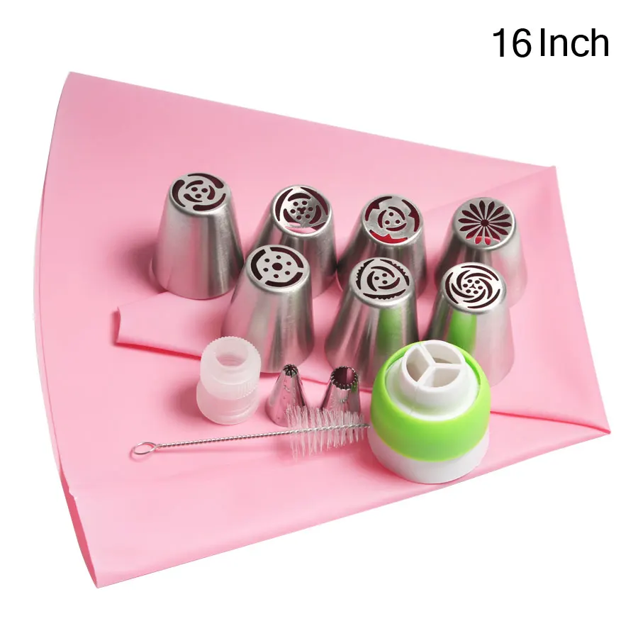 13PCS Russian Tulip Icing Piping Nozzles Stainless Steel Rose Cream Biscuits Sugarcraft Pastry Baking Tool DIY 10/12/14/16 INCH