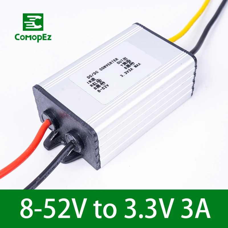 

8-52V to 3.3V 3A DC DC Converter IP68 Step Down Voltage Reducer Power Supply Current Frequency Regulator for Cars Water Pumps