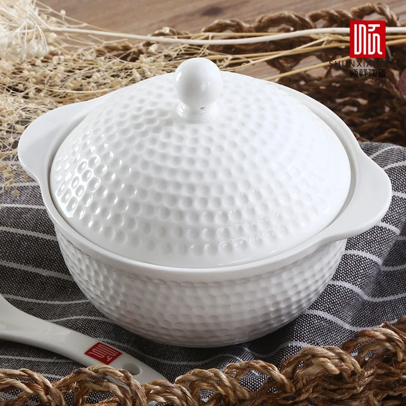 

Dani Zhang White Ceramic cookers 0.28L High temperature Slow cooker 5.5inch Bone jade porcelain