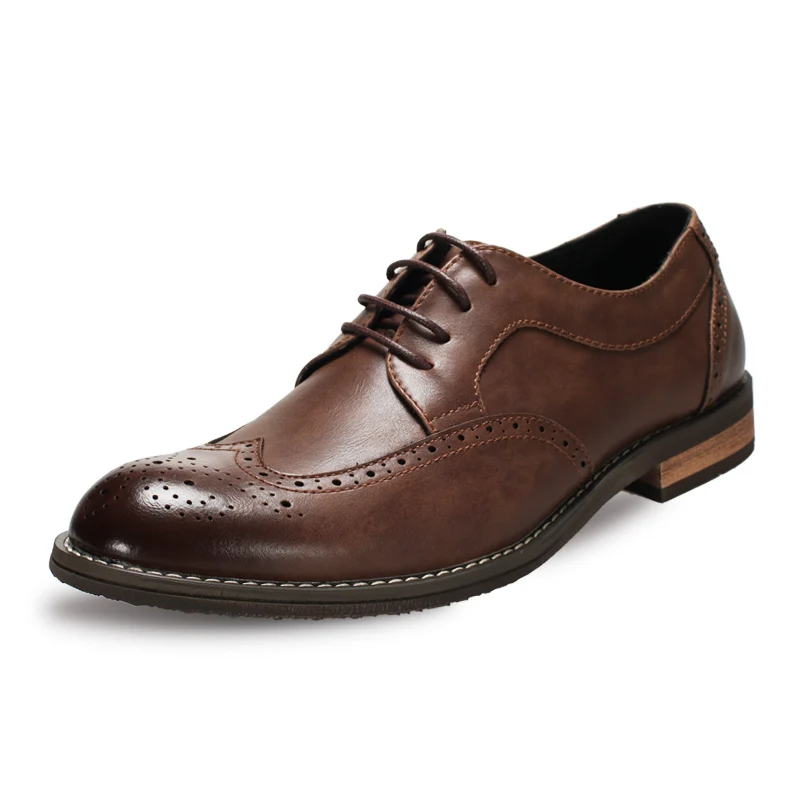 

Brogue Brock Men's Shoes Carved Retro Shoes Men's England Korean Business Casual Platform oxfords Shoes
