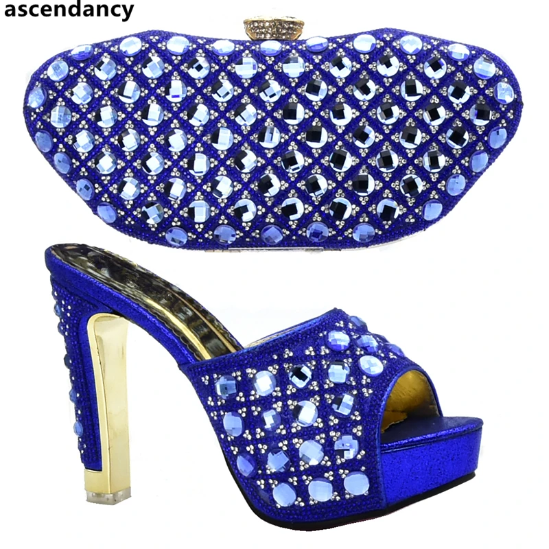 

Latest Women Shoes and Bags To Match Set Sale African Shoes and Bags Matching Set Decorated with Rhinestone High Heels Pumps