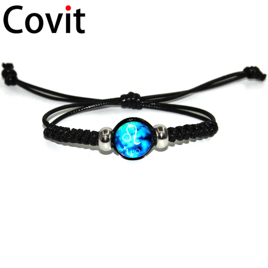 12 Созвездие светящийся браслет мужской кожаный бусина браслеты для мужчин