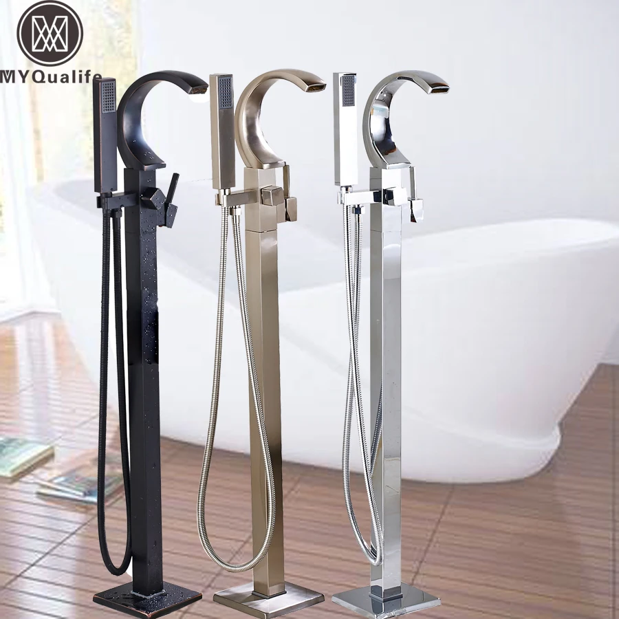 Смеситель для ванны латунный черный с одной ручкой|floor mounted|floor stand mountfloor |