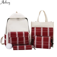 Aelicy 4 шт. Женская клетчатая тканевая композитная сумка Ретро мода Лоскутная Студенческая школьная сумка чехол посылка Mochila Escolar