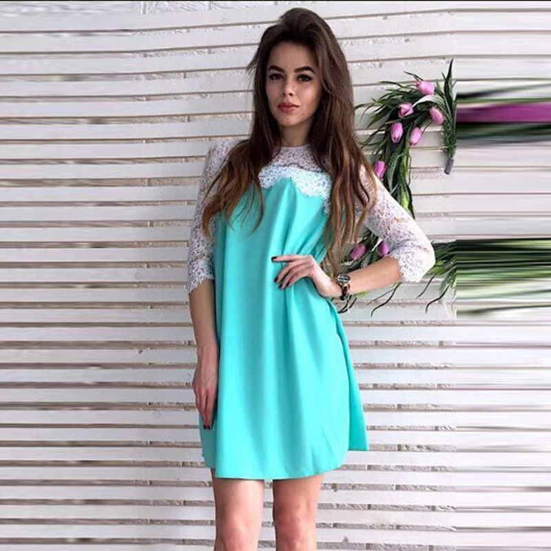 Summer Dresses Short Women Clothing 2018 Dress Lace Patchwork Loose