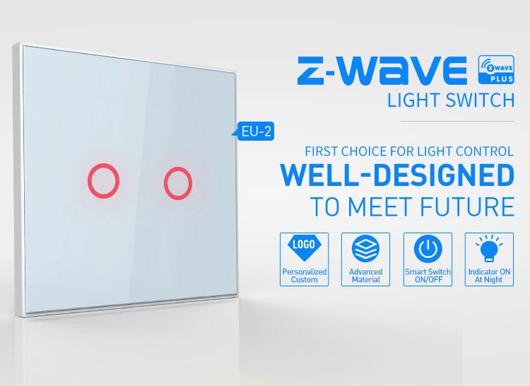 

SmartYIBA Z Waze Wall Light Switch EU 2 Gang for Home Security Smartphone APP Control ON/OFF Touch Switch Home Automation