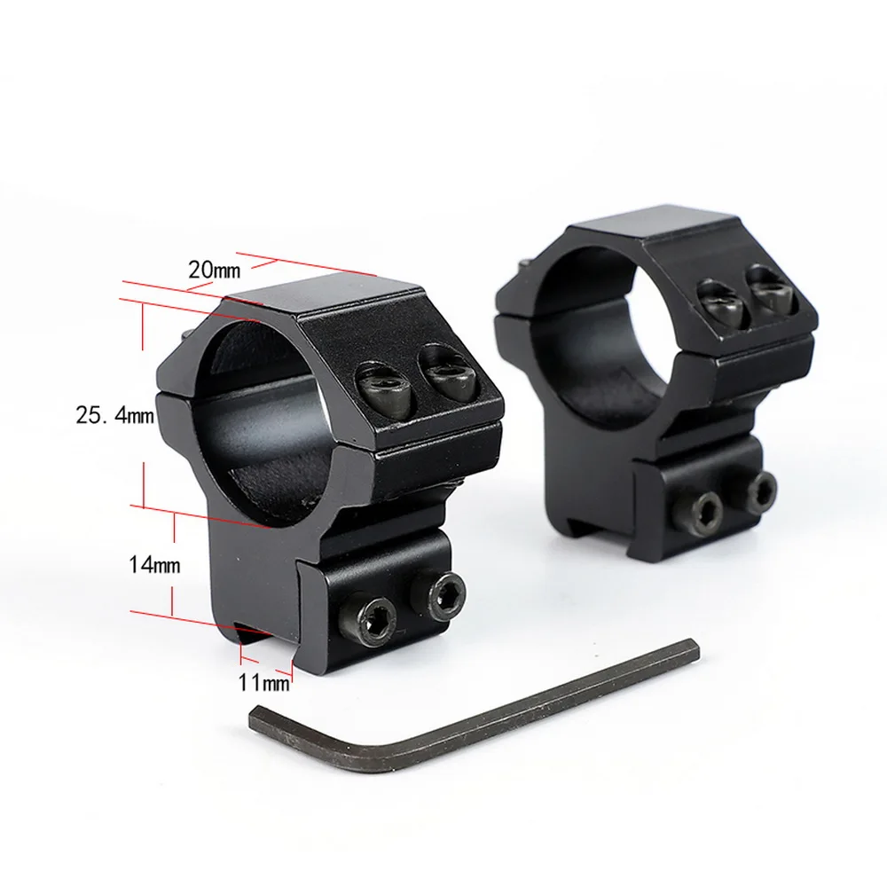 Ohhunt Hunting Tactical accessories 25.4mm 1 2PCs Med Profile Airgun Rings with Stop Pin 11mm Dovetail Rifle Scope Mount Rings (2)