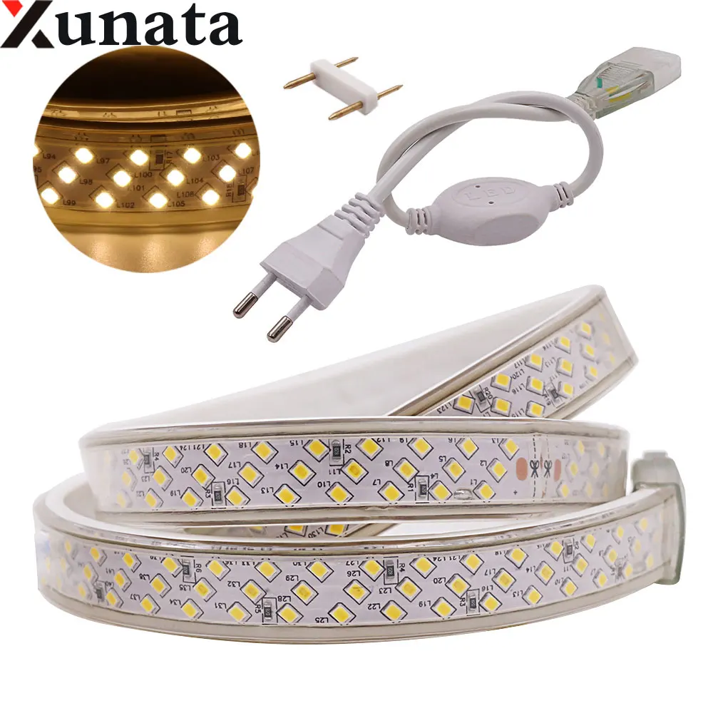 

AC220V LED Strip SMD 2835 Three Row Flexible Waterproof Led Ribbon Tape 276Leds/m Rope Light Strip Home Decoration With EU Plug