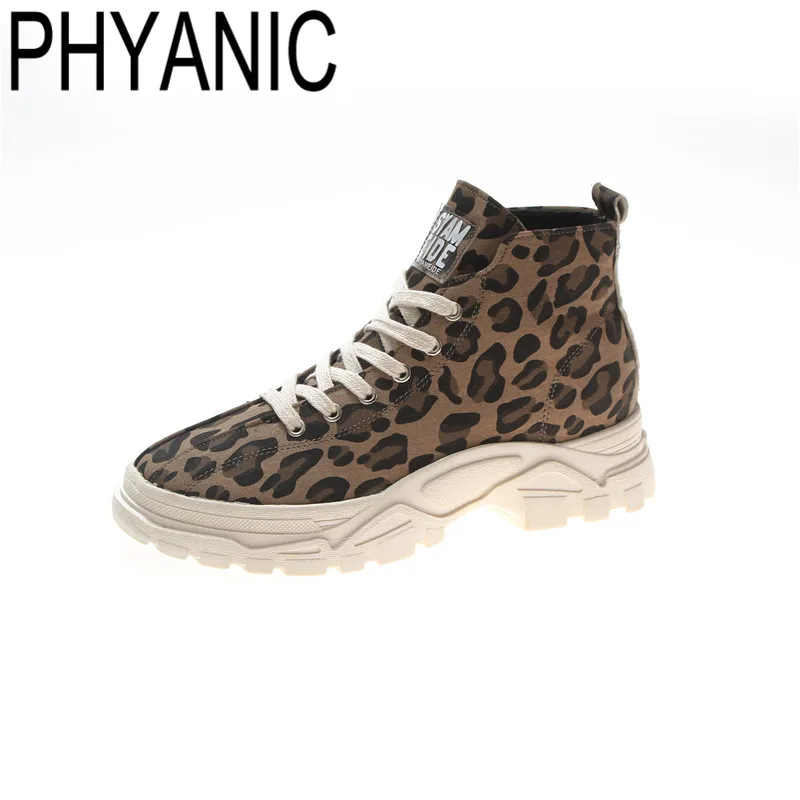

PHYANIC Brand Casual Martin Boots Women Winter New Fashion Leopard Print Lace Up Ankle Boots For Women Platform Boots Size 35-40