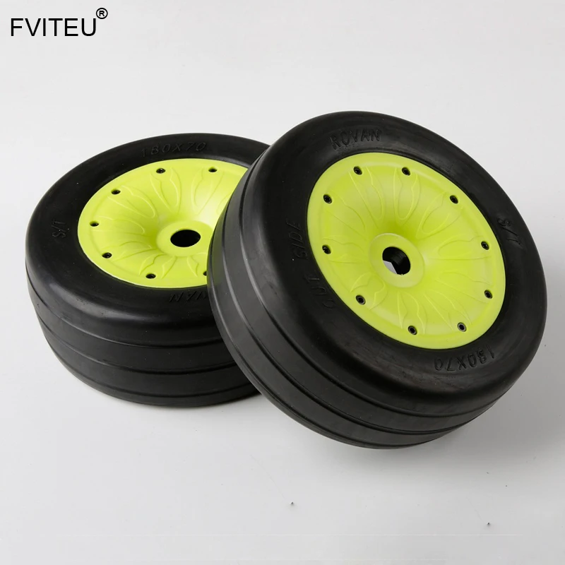 

FVITEU Rubber Slick wheel tires with sealed rim Set For 1/5 Losi 5ive-T Rovan LT Baja 4WD and SLT Truck King Motor X2