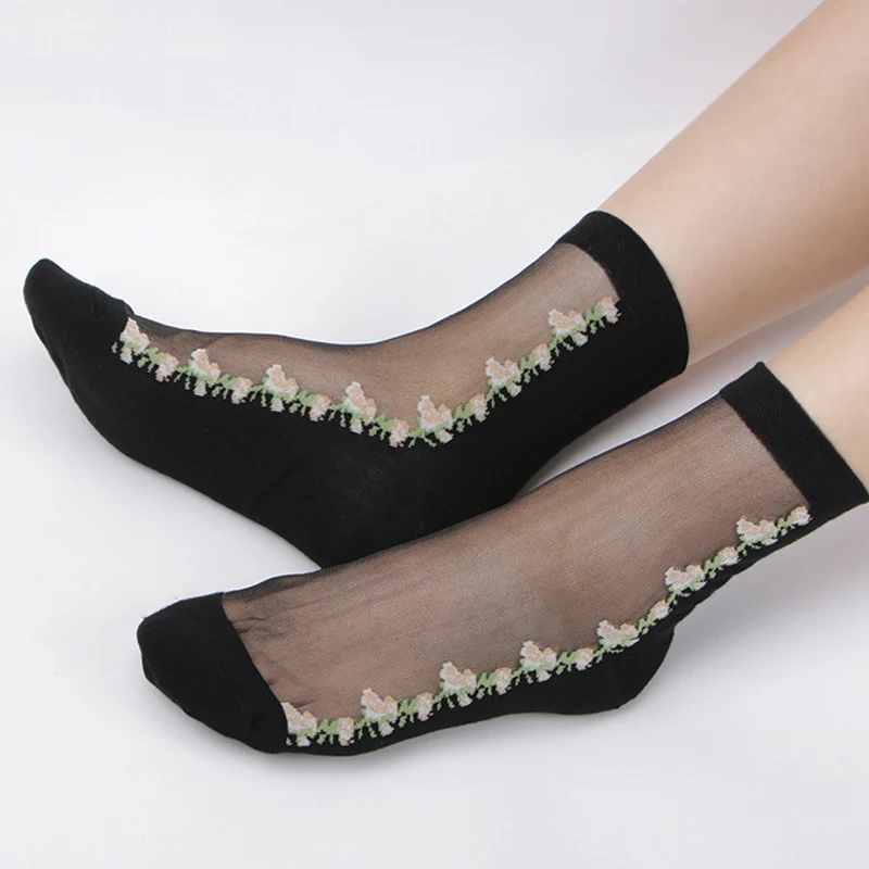 Лидер продаж, летние женские носки, женские тонкие прозрачные шелковые носки с кристаллами, эластичные носки для девочек, Chaussette Femme Calcetines - Цвет: 15