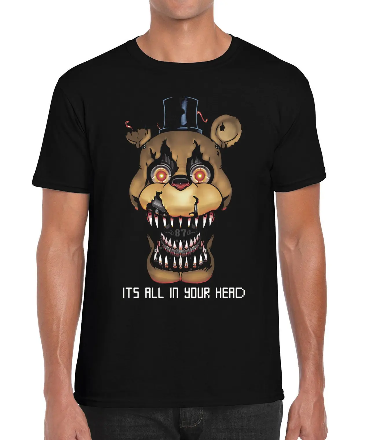 Укус '87 1987 FNAF кошмар Фредди пять пародия вдохновил Графический Футболка Повседневная принтованная футболка лето o средства ухода за кожей