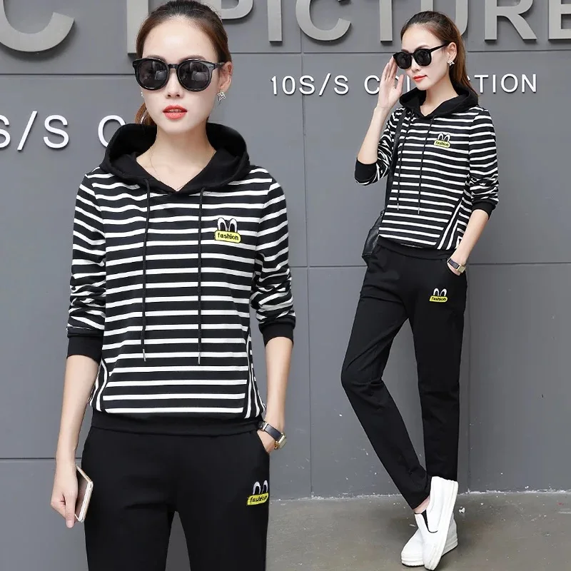 

Autumn Women Set Tracksuit Long Sleeve Stitching Sweatshirts Casual Suit Winter Clothes Two Piece Set Tops Pants Sporting Female