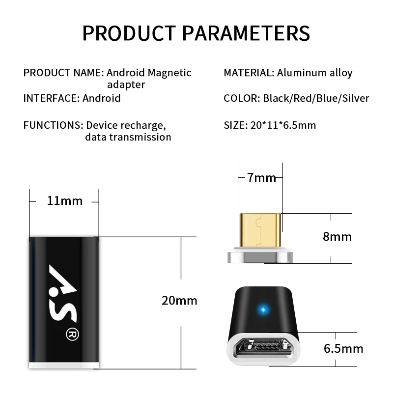 A.S мобильное USB зарядное устройство Android микро USB Магнитный адаптер для Xiaomi samsung huawei LG htc Xiaomi Магнитный адаптер OTG разъем