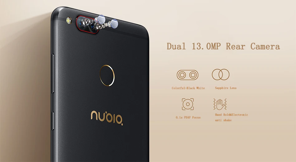 5,2 дюймовый мобильный телефон zte Nubia Z17 Mini, 4 Гб ОЗУ, 64 Гб ПЗУ, 1920x1080 P, 4 Гб, фронтальная, МП, двойная камера заднего вида, отпечаток пальца ID