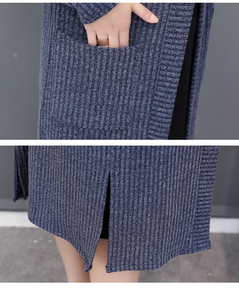 Ohryiyie плюс размер 5XL весенне-осенний длинный кардиган Дамский модный толстый вязаный свитер Женский Повседневный большой пальто L-5XL